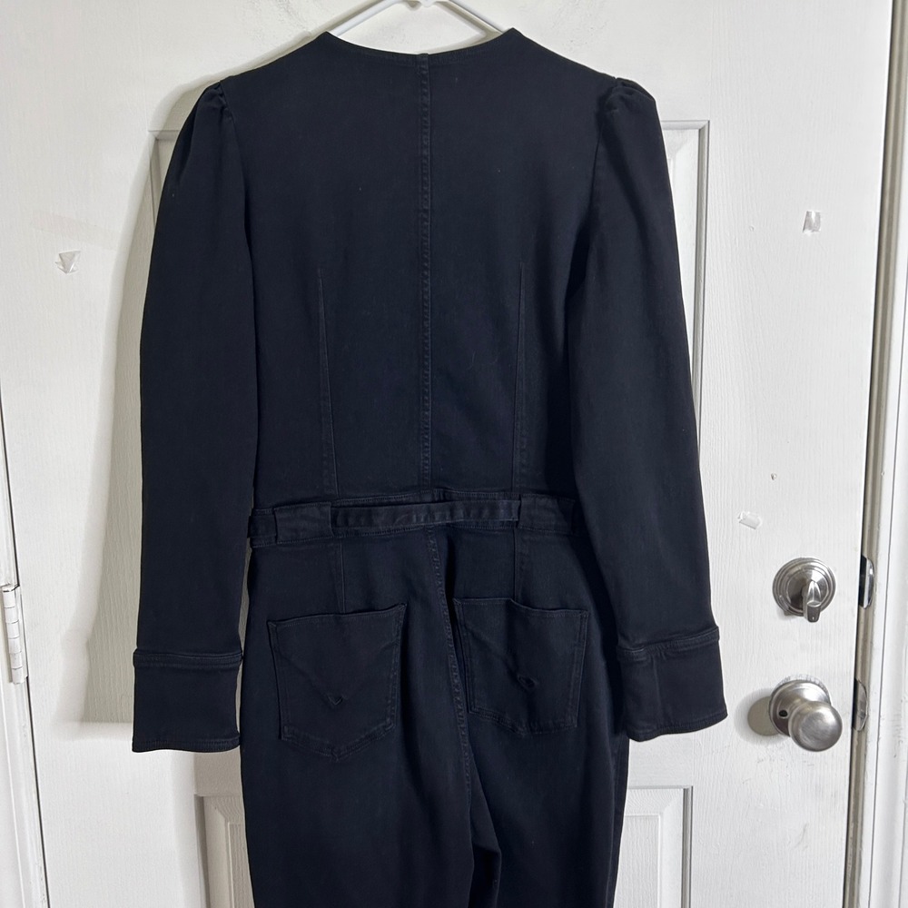 HUDSON Puff Sleeve Denim Jumpsuit One-Piece Washed Black Size Medium - Picture 7 of 13